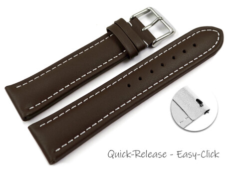 Bracelet montre changement rapide cuir lisse marron...