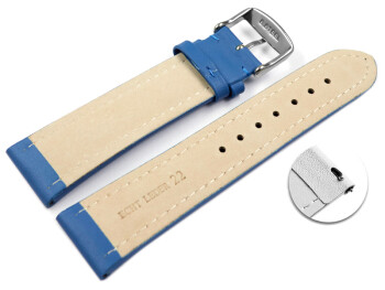 Bracelet montre changement rapide cuir lisse bleu 18mm...