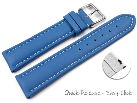 Bracelet montre changement rapide cuir lisse bleu wN 18mm...