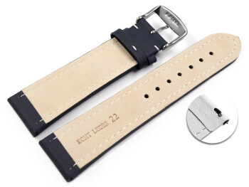Bracelet montre changement rapide cuir lisse bleu...