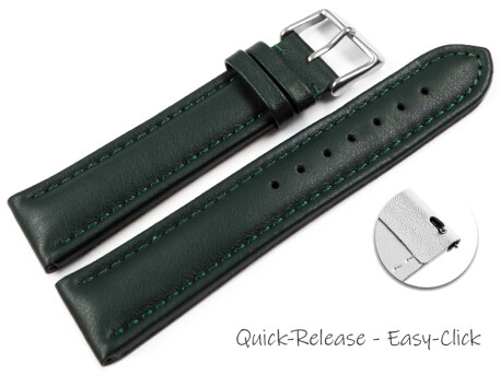 Bracelet montre changement rapide cuir lisse vert...