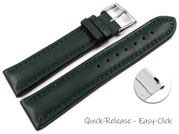 Bracelet montre changement rapide cuir lisse vert foncé 18mm 20mm 22mm 24mm 26mm
