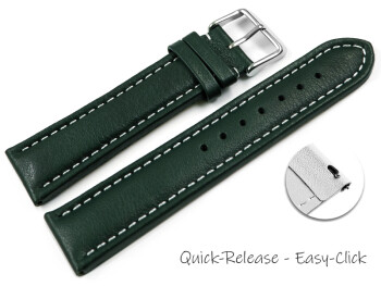 Bracelet montre changement rapide cuir lisse vert foncé wN 18mm 20mm 22mm 24mm 26mm