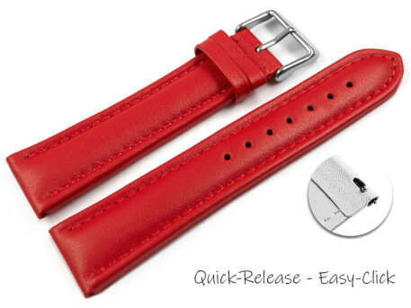 Bracelet montre changement rapide cuir lisse rouge 18mm...