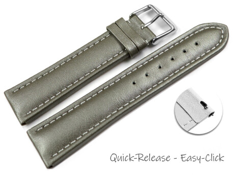 Bracelet montre changement rapide cuir lisse gris...