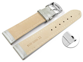 Bracelet montre changement rapide cuir lisse gris clair...