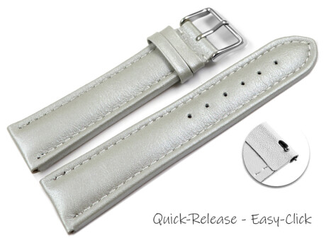 Bracelet montre changement rapide cuir lisse gris clair...