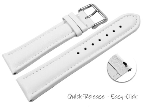 Bracelet montre changement rapide cuir lisse blanc 18mm...