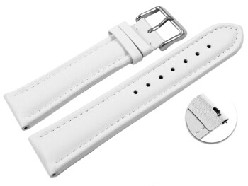 Bracelet montre changement rapide cuir lisse blanc 18mm...