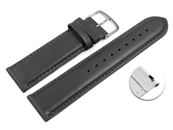 Bracelet montre à dégagement rapide cuir veau de qualité supérieur souple gris foncé