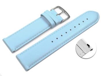 Bracelet montre à dégagement rapide cuir veau de qualité supérieur souple Bleu glacé