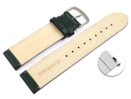 Bracelet Montre Cuir Veau Vert - Dégagement Rapide, Qualité Supérieure, Souple, Taille M
