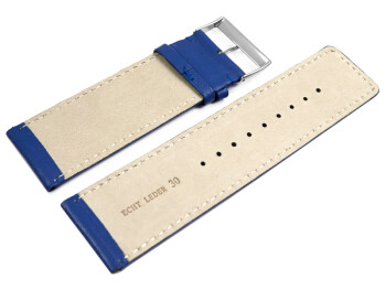 Bracelet de montre cuir de veau lisse bleu 30mm