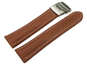 Bracelet de montre cuir de veau grainé marron clair wN 18mm 20mm 22mm 24mm 26mm