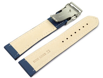 Bracelet de montre cuir de veau grainé bleu wN...