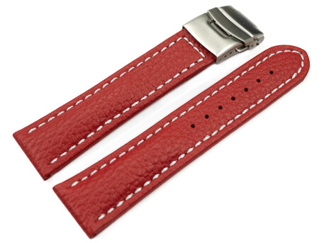 Bracelet de montre cuir de veau grainé rouge wN...