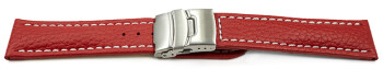 Bracelet de montre cuir de veau grainé rouge wN 18mm 20mm 22mm 24mm 26mm