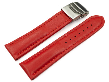 Bracelet de montre cuir de veau lisse rouge 18mm 20mm...