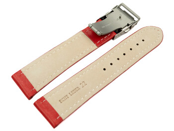 Bracelet de montre cuir de veau lisse rouge couture blanc...