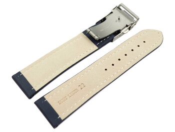 Bracelet de montre cuir de veau lisse bleu foncé...