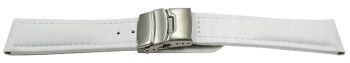 Bracelet de montre cuir de veau lisse blanc 18mm 20mm 22mm 24mm 26mm