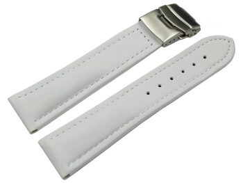 Bracelet de montre cuir de veau lisse blanc 18mm 20mm...