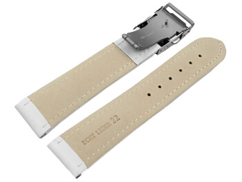 Bracelet de montre cuir de veau lisse blanc 18mm 20mm...