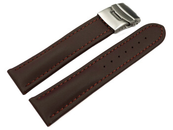 Bracelet de montre cuir de veau lisse marron foncé...