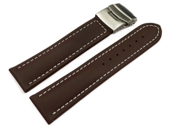 Bracelet de montre cuir de veau lisse marron foncé...