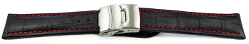 Bracelet montre boucle déployante veau grain croco noir rN 18mm 20mm 22mm 24mm 26mm