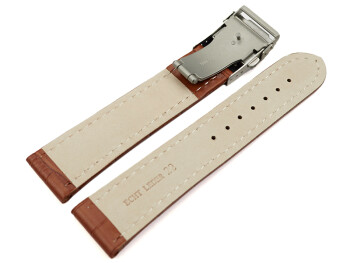 Bracelet montre boucle déployante veau grain croco marron clair 18mm 20mm 22mm 24mm 26mm