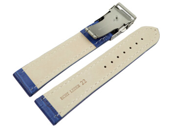 Bracelet montre boucle déployante veau grain croco bleu wN 18mm 20mm 22mm 24mm 26mm