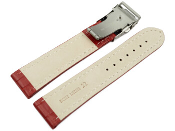 Bracelet montre boucle déployante veau grain croco rouge 18mm 20mm 22mm 24mm 26mm