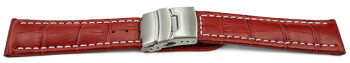 Bracelet montre boucle déployante veau grain croco rouge wN 18mm 20mm 22mm 24mm 26mm