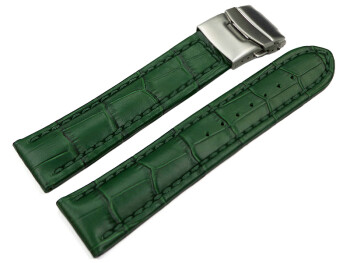 Bracelet montre boucle déployante veau grain croco vert 18mm 20mm 22mm 24mm 26mm