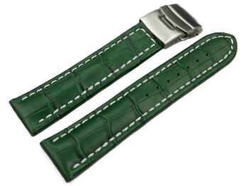 Bracelet montre boucle déployante veau grain croco vert wN 18mm 20mm 22mm 24mm 26mm