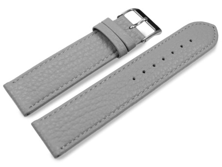 Bracelet montre cuir souple grainé gris clair 12mm...