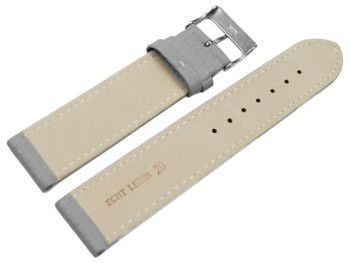 Bracelet montre cuir souple grainé gris clair 12mm...
