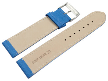 Bracelet montre cuir souple grainé bleu mer 12mm...