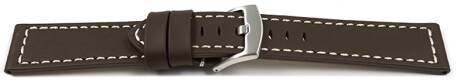 Bracelet de montre cuir à boucle ardillon large - marron foncé  18mm 20mm 22mm 24mm