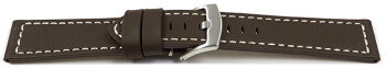 Bracelet de montre cuir à boucle ardillon large - marron foncé  18mm 20mm 22mm 24mm