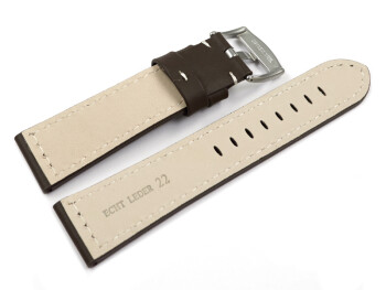 Bracelet de montre cuir à boucle ardillon large - marron foncé  18mm 20mm 22mm 24mm