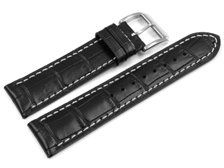 Bracelet de montre Festina p.F16275- cuir-noir-couture blanche
