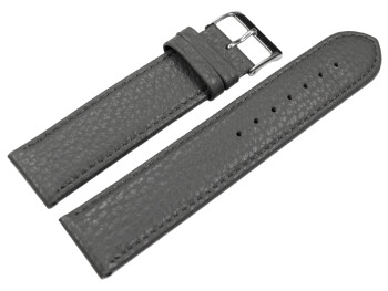 XL Bracelet montre cuir souple grainé gris foncé 12mm 14mm 16mm 18mm 20mm 22mm