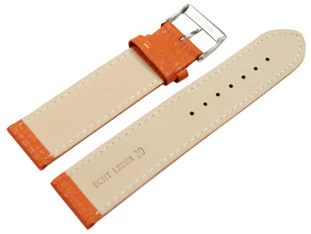 XL Bracelet montre cuir souple grainé orange 12mm...