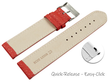 Bracelet montre dégagement rapide cuir souple grainé rouge 12mm 14mm 16mm 18mm 20mm 22mm