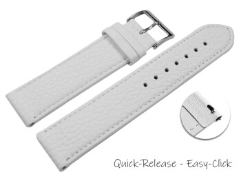 XL Bracelet montre dégagement rapide cuir souple grainé blanc 12mm 14mm 16mm 18mm 20mm 22mm