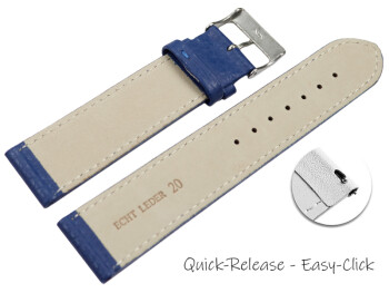 XL Bracelet montre dégagement rapide cuir souple grainé bleu navy 12mm 14mm 16mm 18mm 20mm 22mm