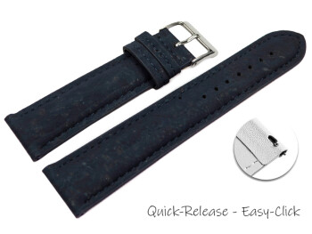 Bracelet montre à dégagement rapide VEGAN rembourré en liège bleu foncé 14mm 16mm 18mm 20mm 22mm