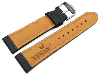 Bracelet de montre VEGAN en grain noir rembourré...